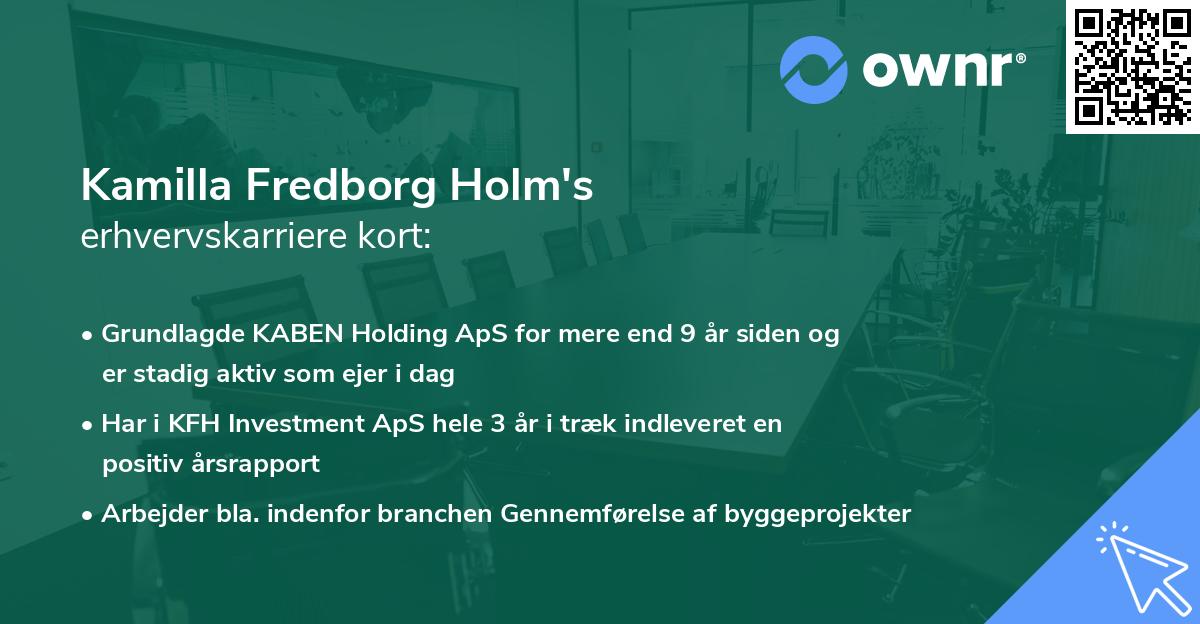 Kamilla Fredborg Holm's erhvervskarriere kort