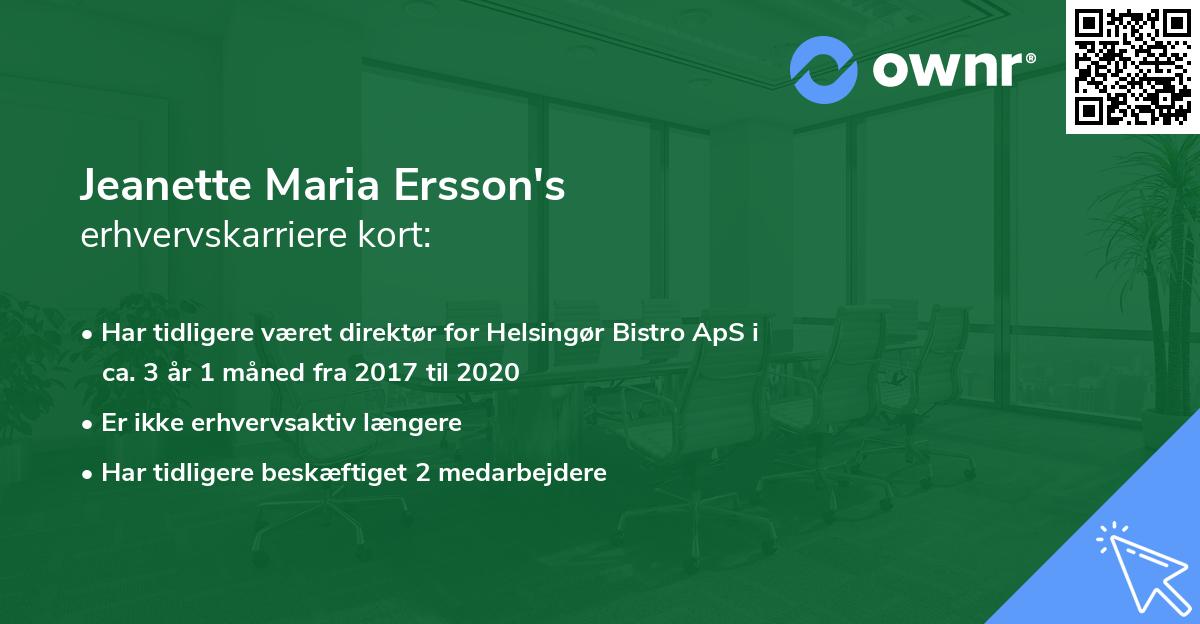 Jeanette Maria Ersson's erhvervskarriere kort