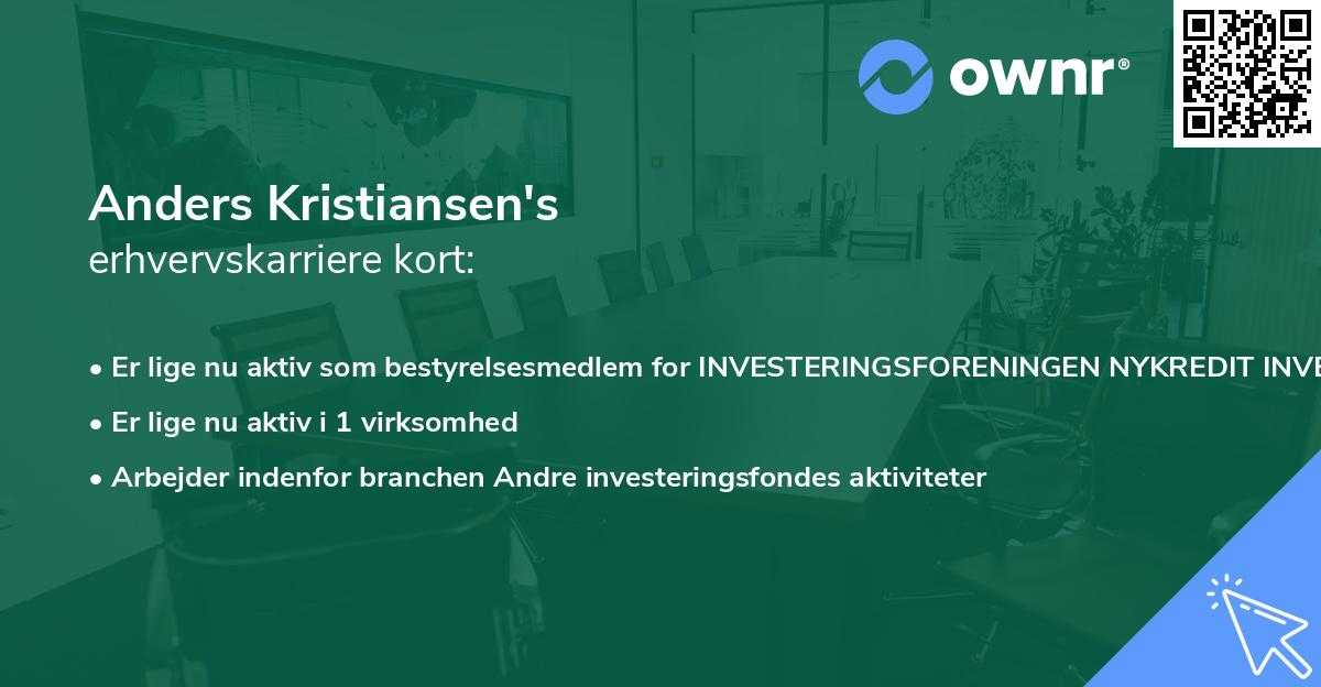 Anders Kristiansen's erhvervskarriere kort
