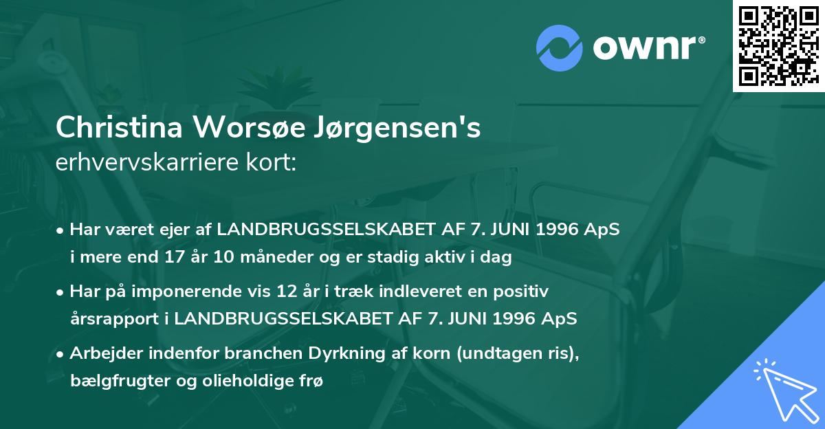 Christina Worsøe Jørgensen's erhvervskarriere kort