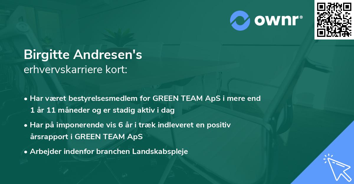 Birgitte Andresen's erhvervskarriere kort