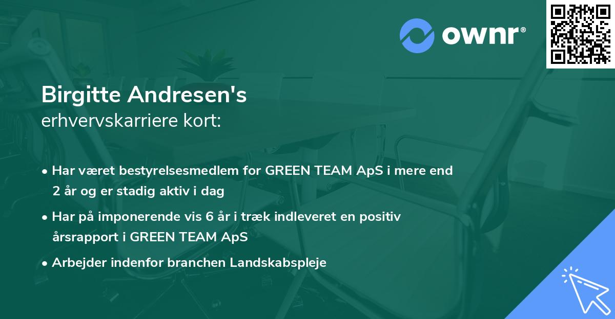 Birgitte Andresen's erhvervskarriere kort