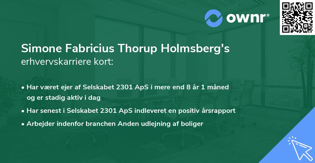 Simone Fabricius Thorup Holmsberg's erhvervskarriere kort
