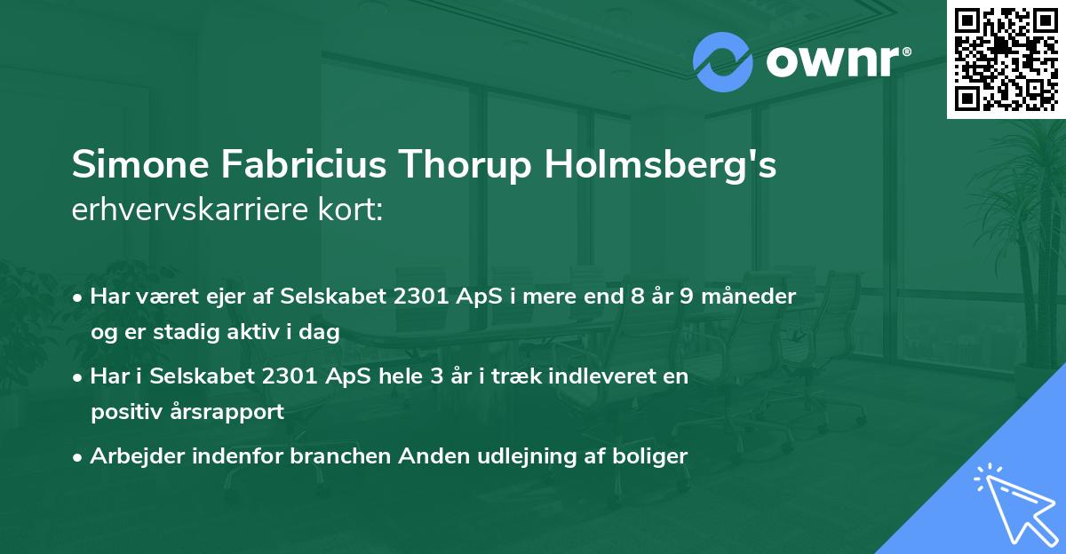 Simone Fabricius Thorup Holmsberg's erhvervskarriere kort