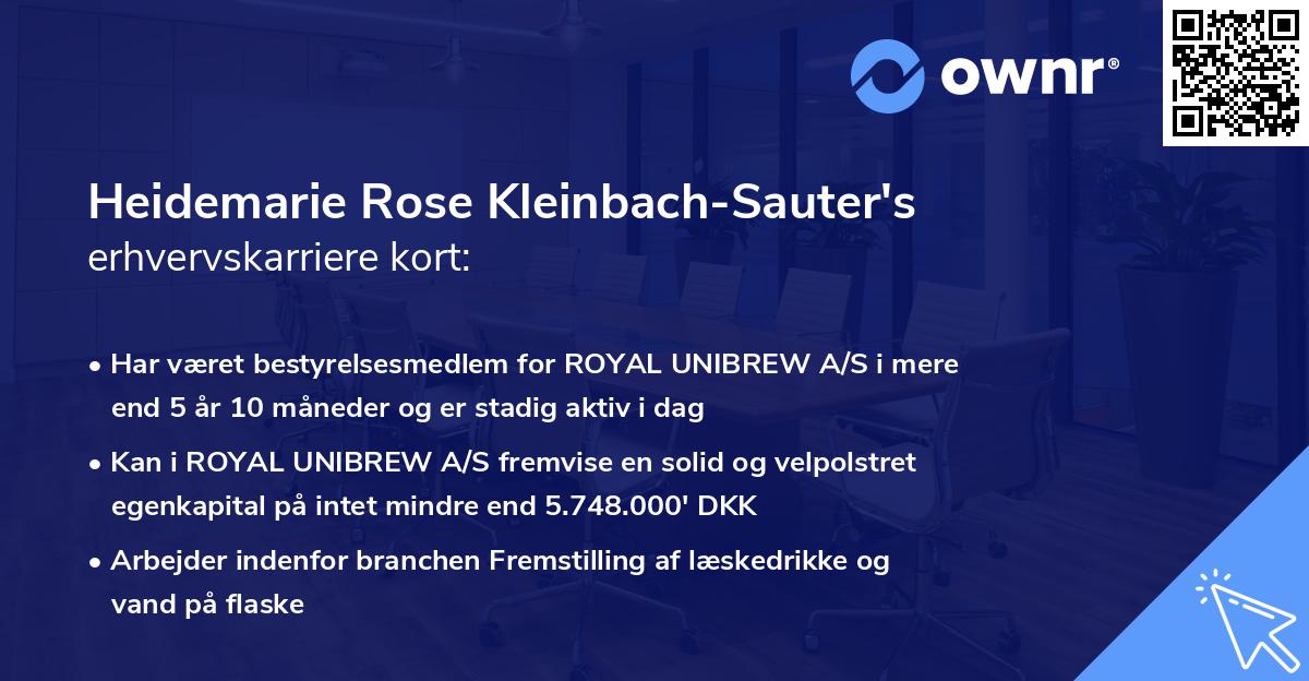 Heidemarie Rose Kleinbach-Sauter's erhvervskarriere kort