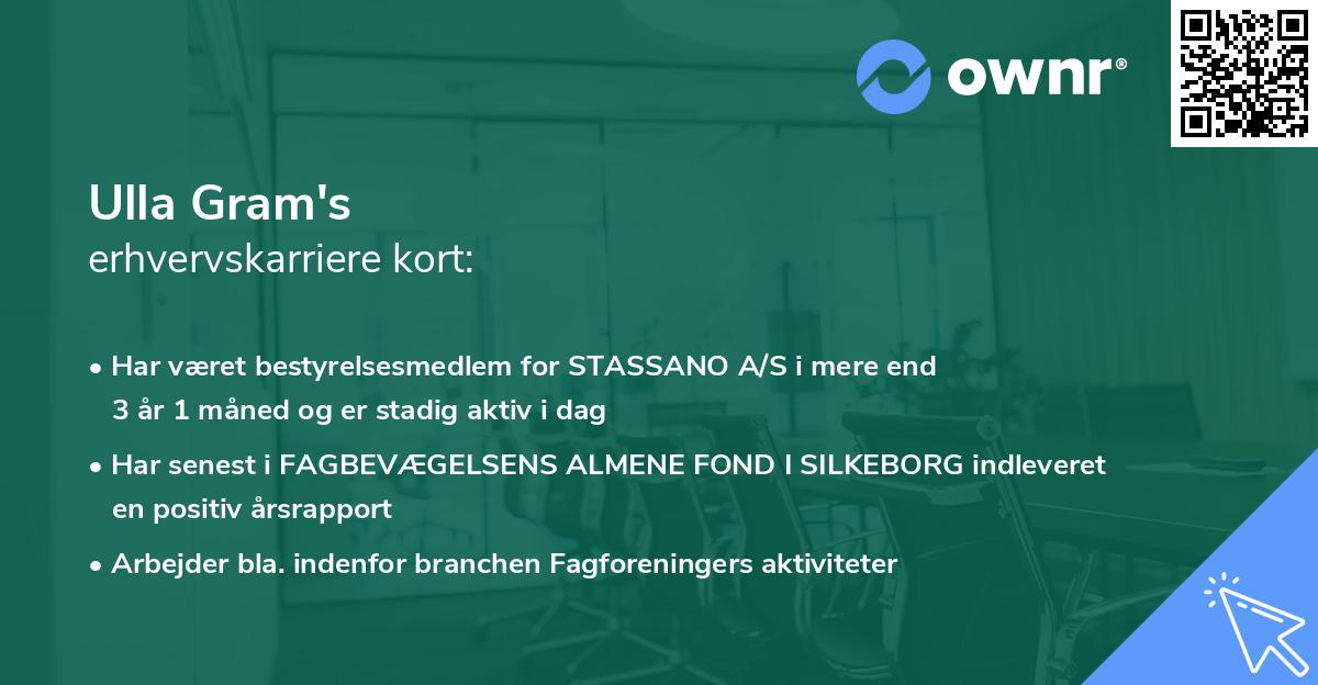 Ulla Gram's erhvervskarriere kort