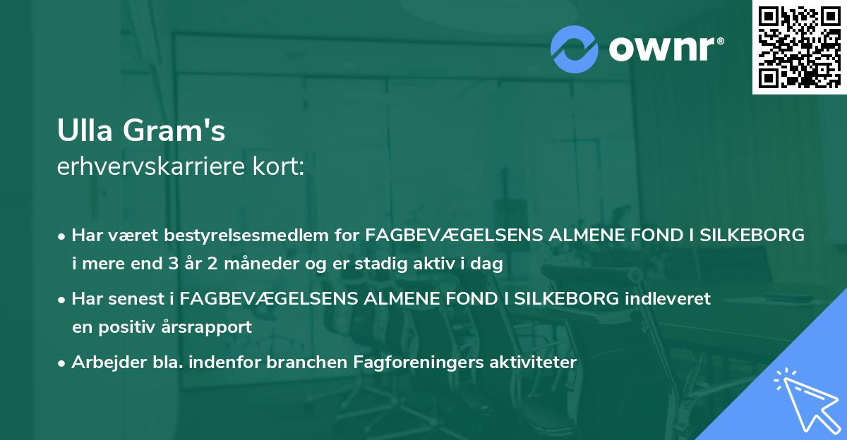 Ulla Gram's erhvervskarriere kort