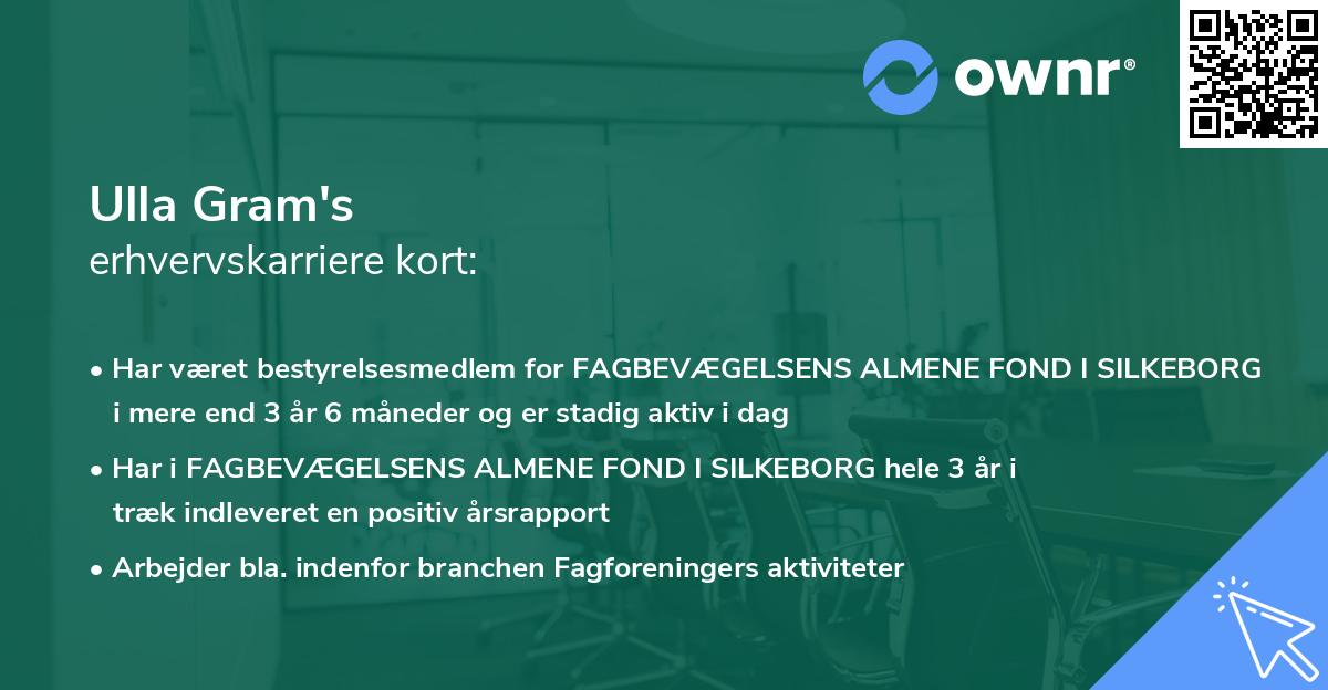 Ulla Gram's erhvervskarriere kort