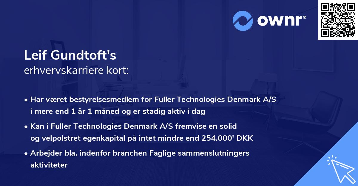Leif Gundtoft's erhvervskarriere kort