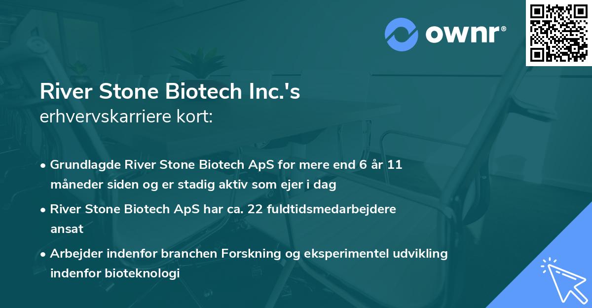 River Stone Biotech Inc.'s erhvervskarriere kort