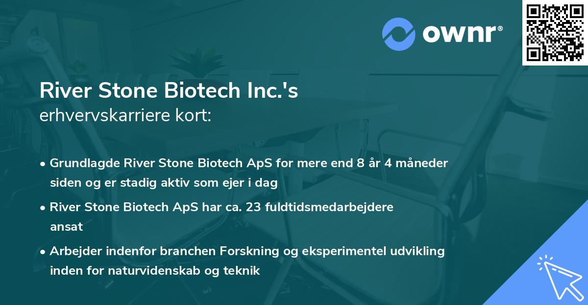 River Stone Biotech Inc.'s erhvervskarriere kort