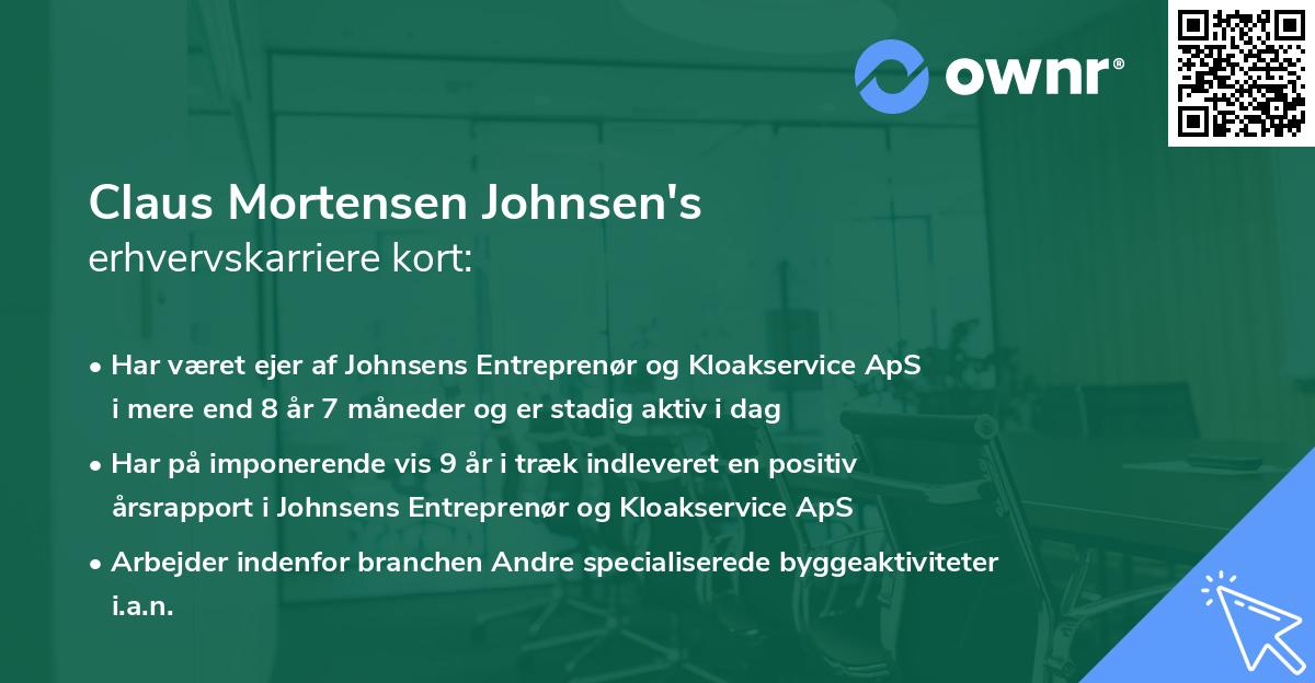 Claus Mortensen Johnsen's erhvervskarriere kort
