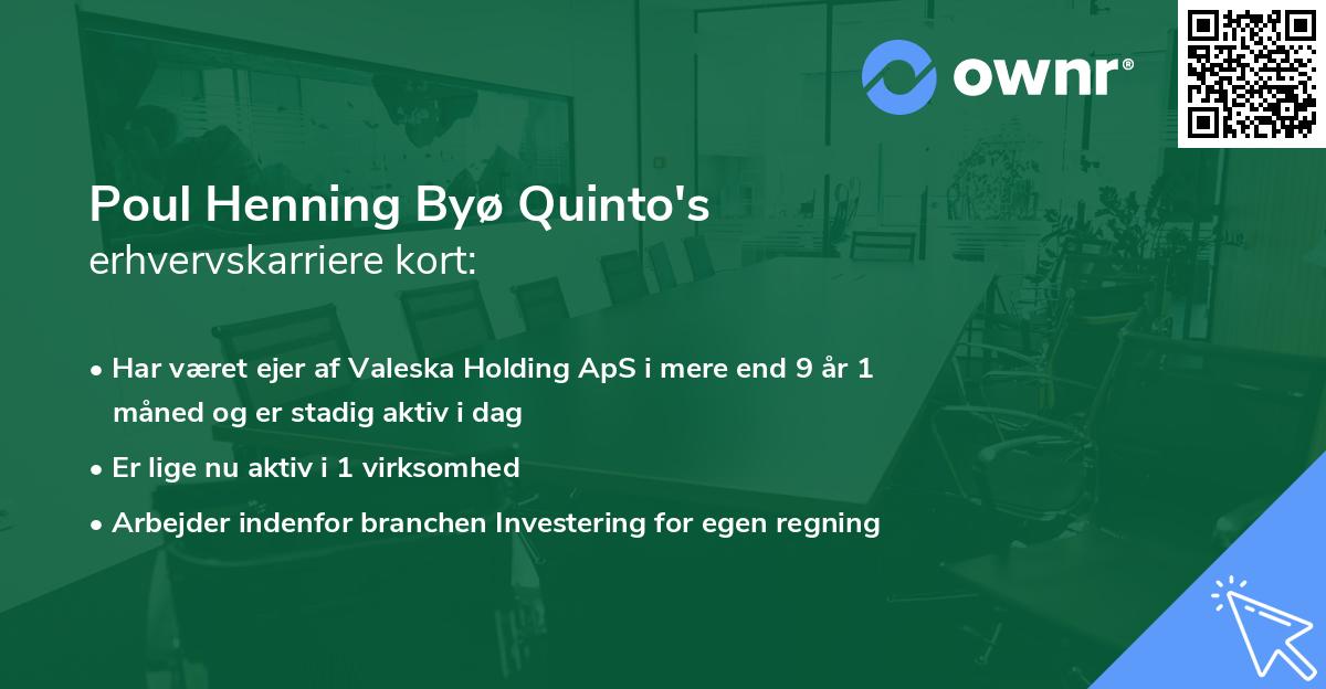 Poul Henning Byø Quinto's erhvervskarriere kort