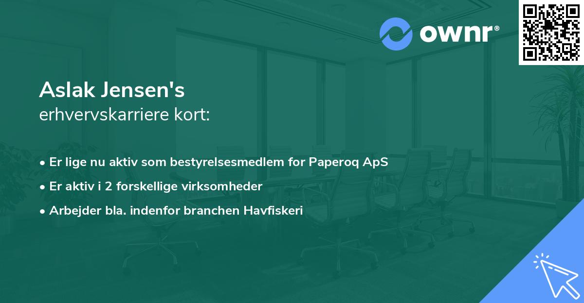 Aslak Jensen's erhvervskarriere kort