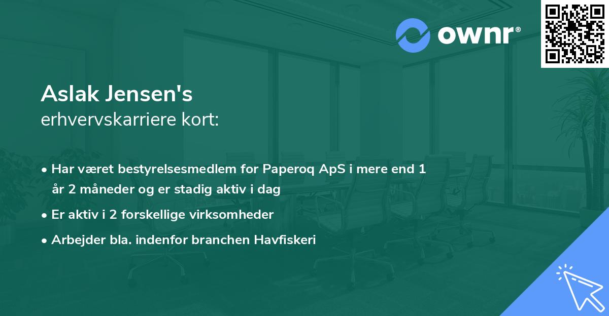 Aslak Jensen's erhvervskarriere kort