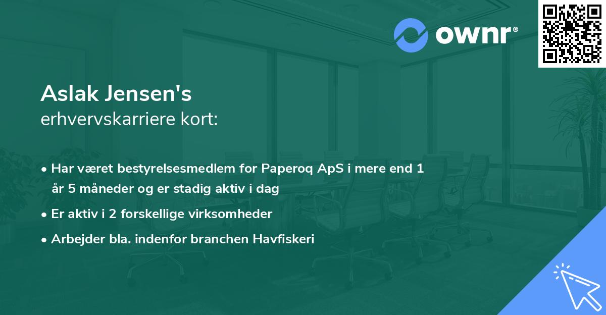 Aslak Jensen's erhvervskarriere kort