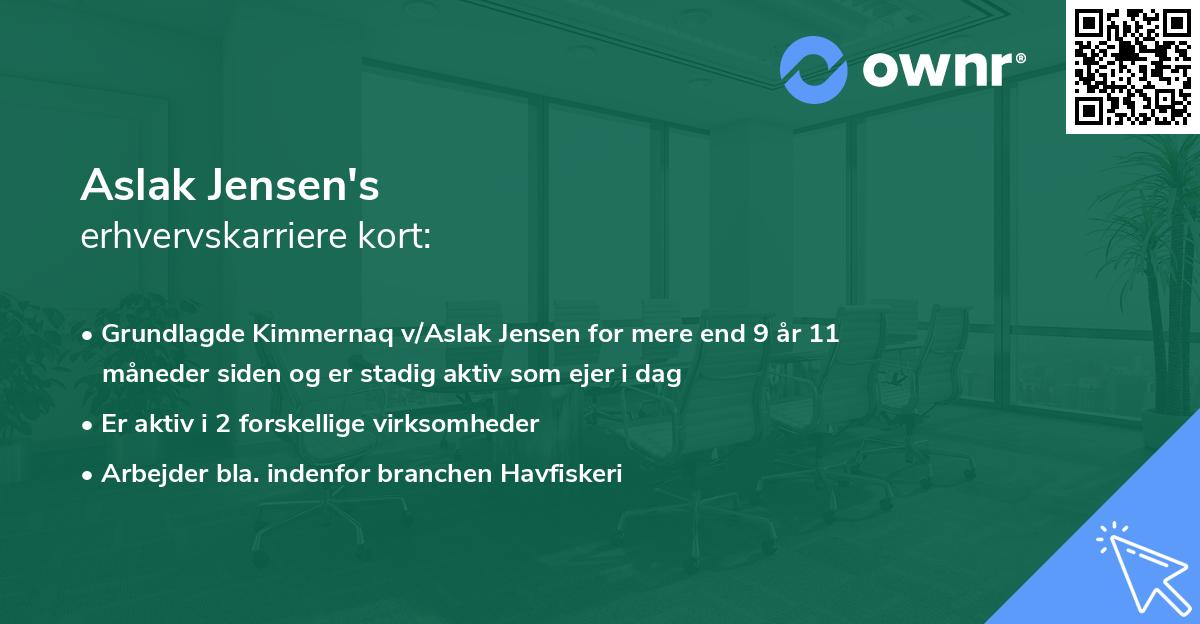 Aslak Jensen's erhvervskarriere kort