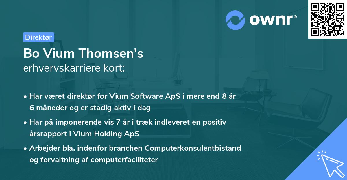 Bo Vium Thomsen's erhvervskarriere kort