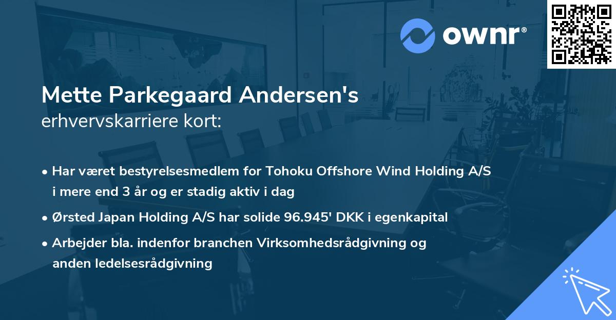Mette Parkegaard Andersen's erhvervskarriere kort