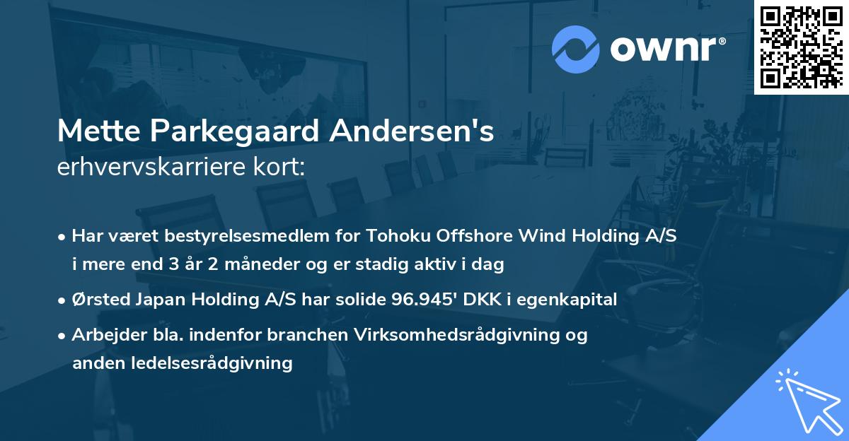 Mette Parkegaard Andersen's erhvervskarriere kort
