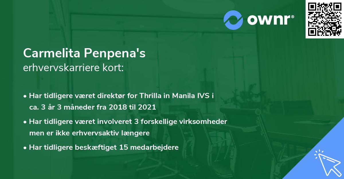 Carmelita Penpena's erhvervskarriere kort