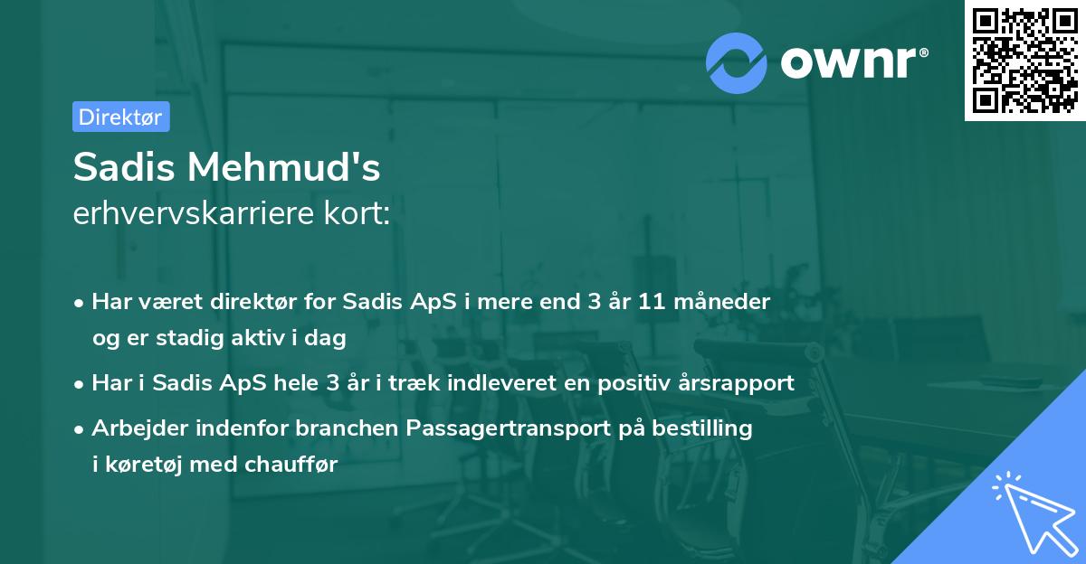 Sadis Mehmud's erhvervskarriere kort