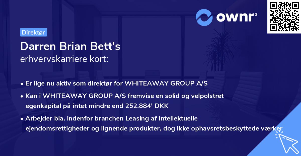 Darren Brian Bett's erhvervskarriere kort