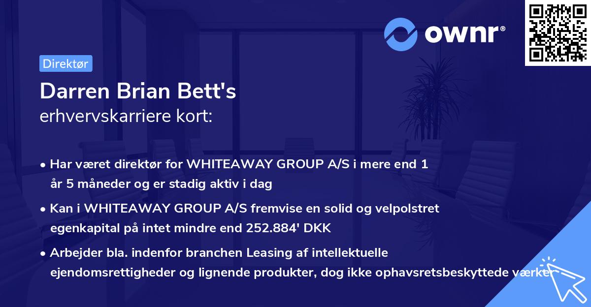 Darren Brian Bett's erhvervskarriere kort