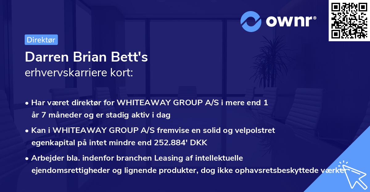 Darren Brian Bett's erhvervskarriere kort