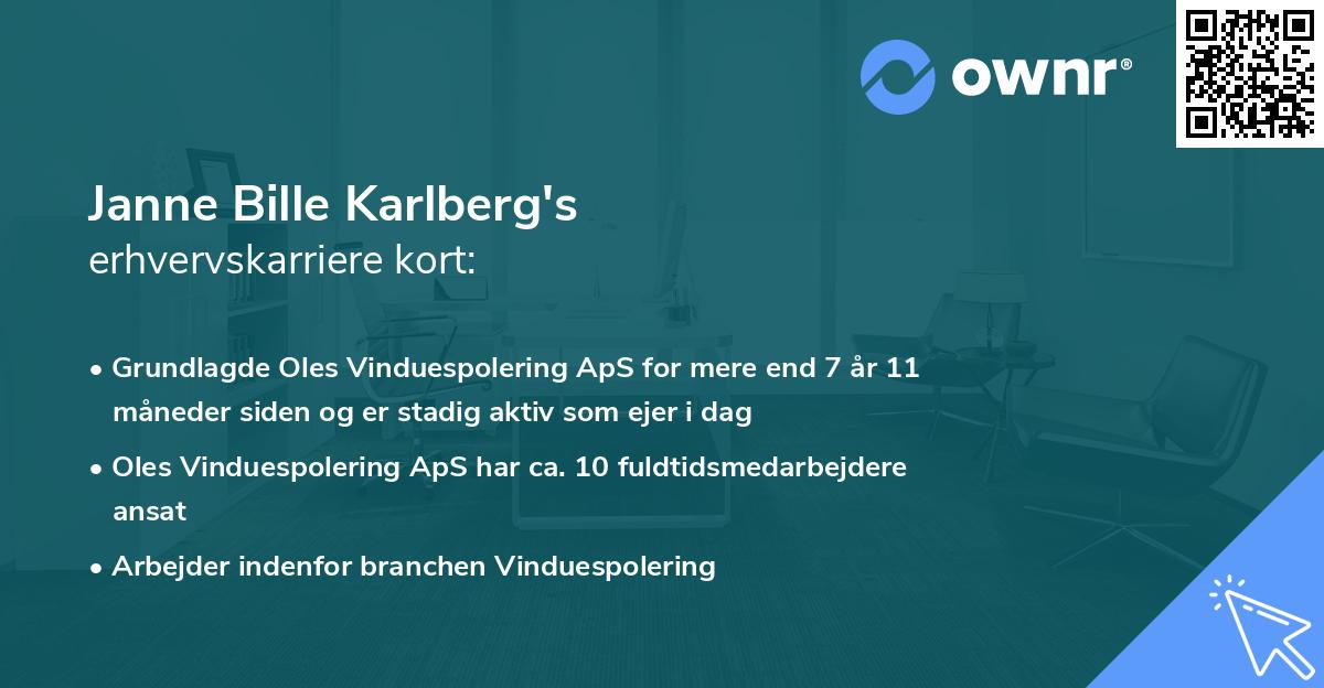 Janne Bille Karlberg's erhvervskarriere kort