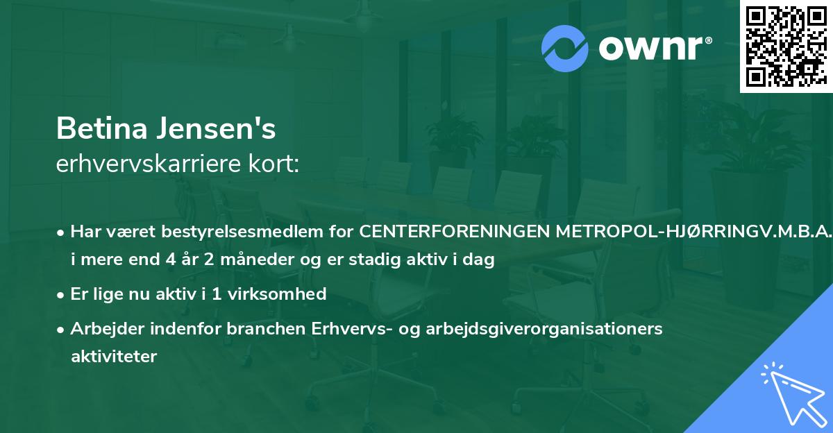 Betina Jensen's erhvervskarriere kort