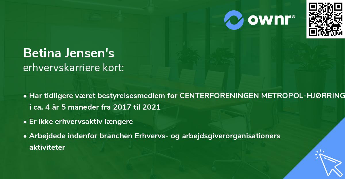 Betina Jensen's erhvervskarriere kort