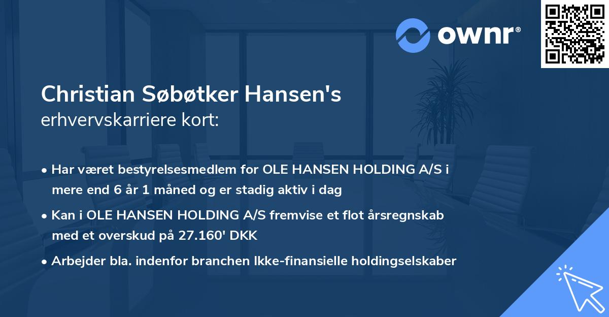 Christian Søbøtker Hansen's erhvervskarriere kort