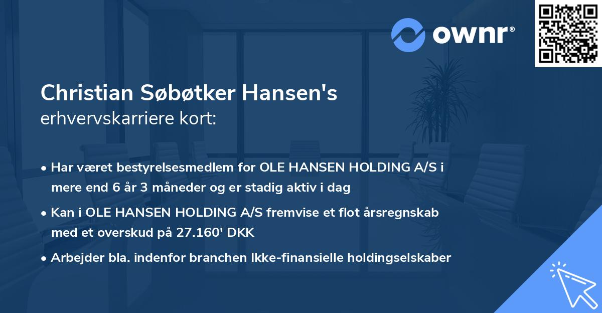 Christian Søbøtker Hansen's erhvervskarriere kort