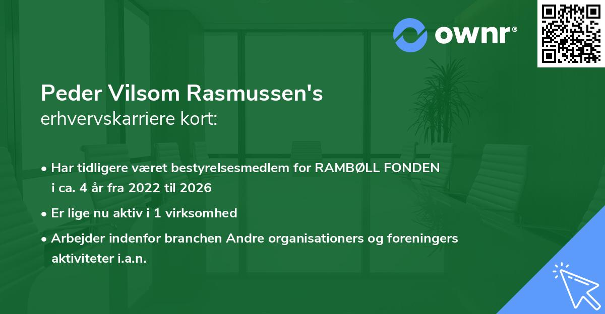 Peder Vilsom Rasmussen's erhvervskarriere kort
