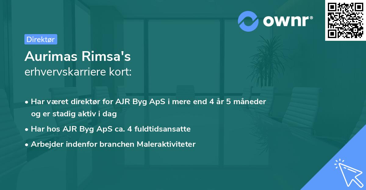 Aurimas Rimsa's erhvervskarriere kort