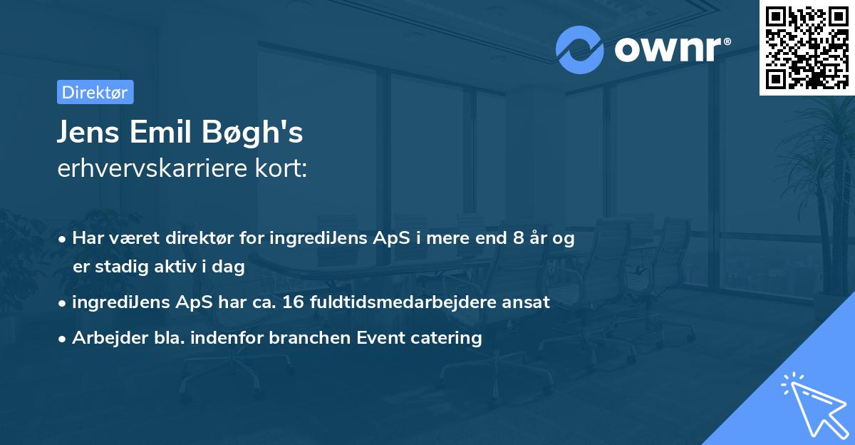 Jens Emil Bøgh's erhvervskarriere kort