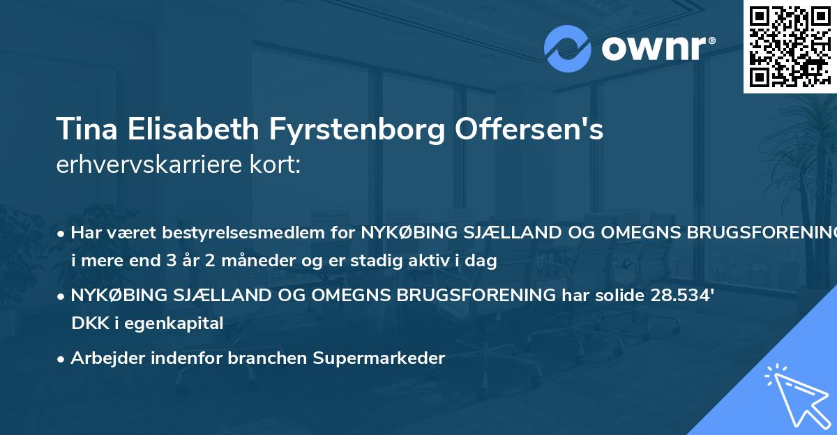 Tina Elisabeth Fyrstenborg Offersen's erhvervskarriere kort