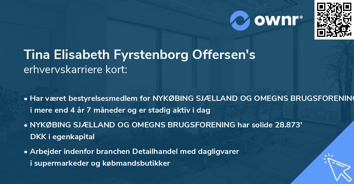 Tina Elisabeth Fyrstenborg Offersen's erhvervskarriere kort