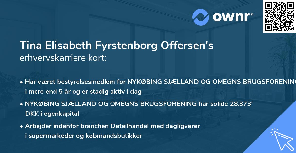 Tina Elisabeth Fyrstenborg Offersen's erhvervskarriere kort