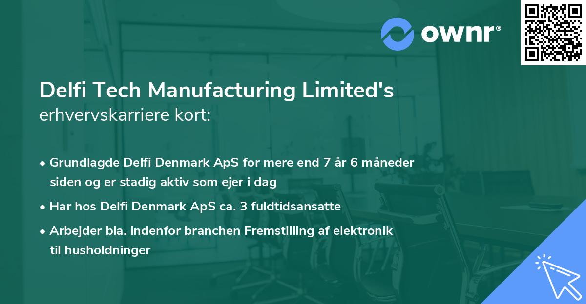 Delfi Tech Manufacturing Limited's erhvervskarriere kort