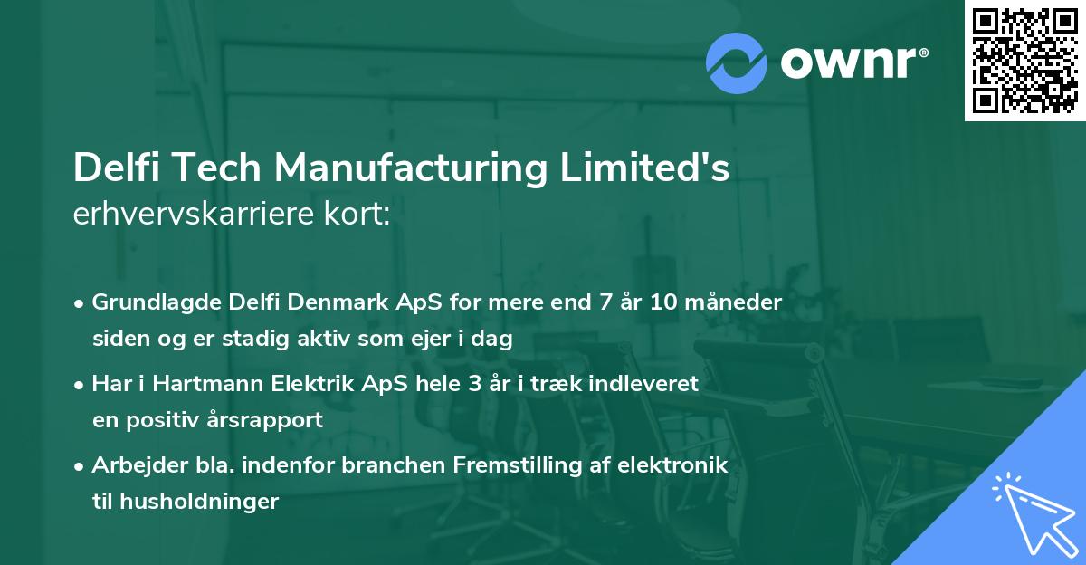 Delfi Tech Manufacturing Limited's erhvervskarriere kort