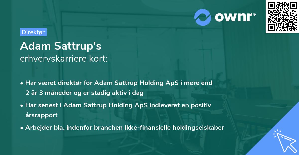 Adam Sattrup's erhvervskarriere kort