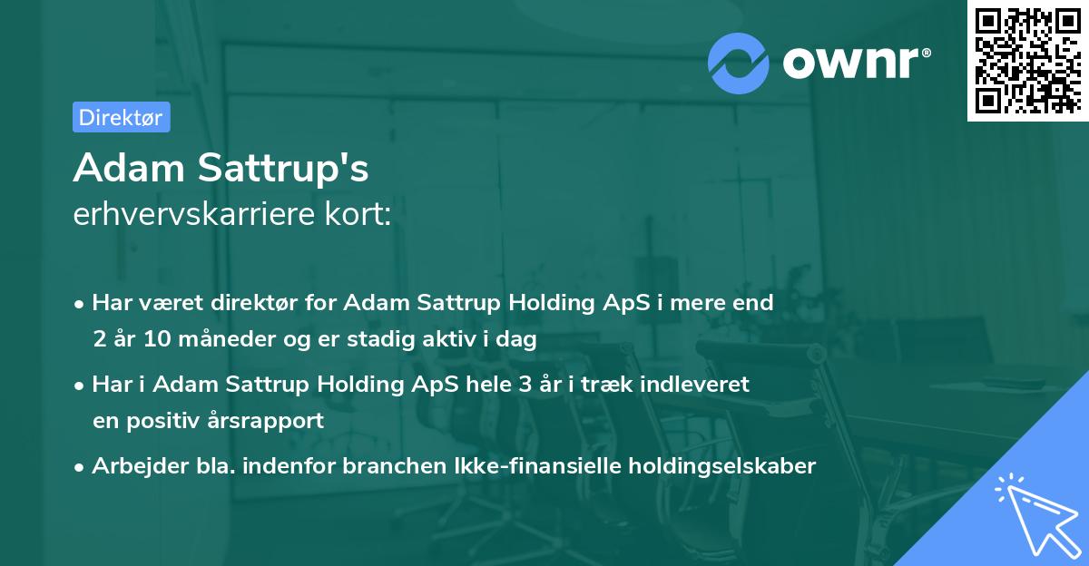 Adam Sattrup's erhvervskarriere kort
