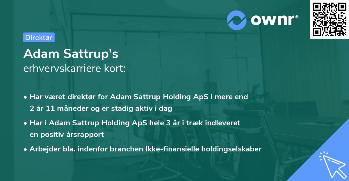 Adam Sattrup's erhvervskarriere kort