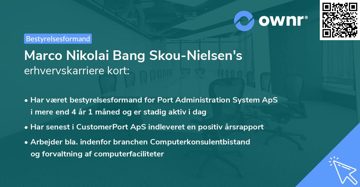 Marco Nikolai Bang Skou-Nielsen's erhvervskarriere kort