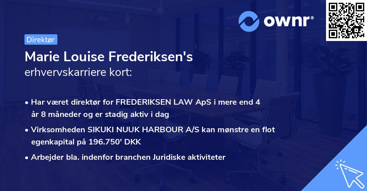 Marie Louise Frederiksen's erhvervskarriere kort