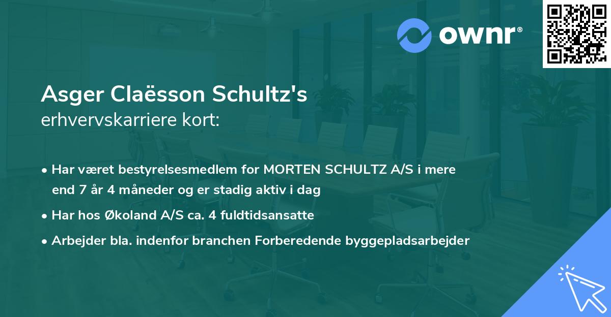 Asger Claësson Schultz's erhvervskarriere kort