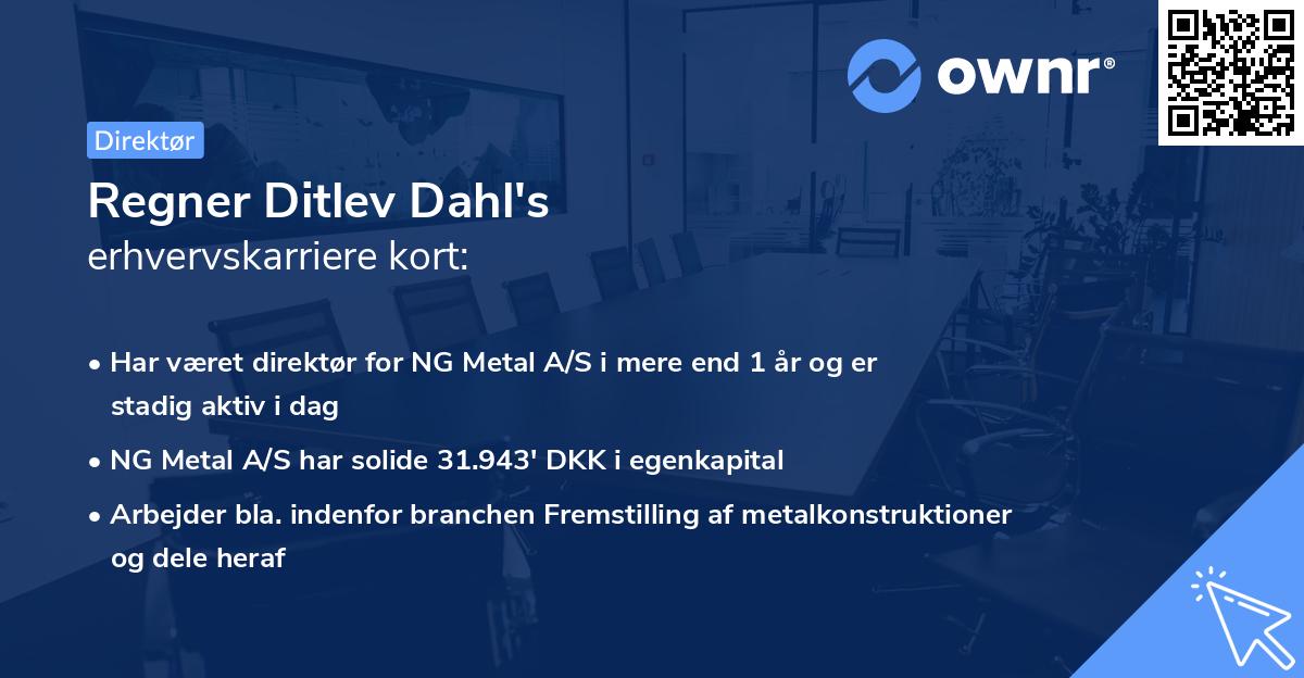 Regner Ditlev Dahl's erhvervskarriere kort