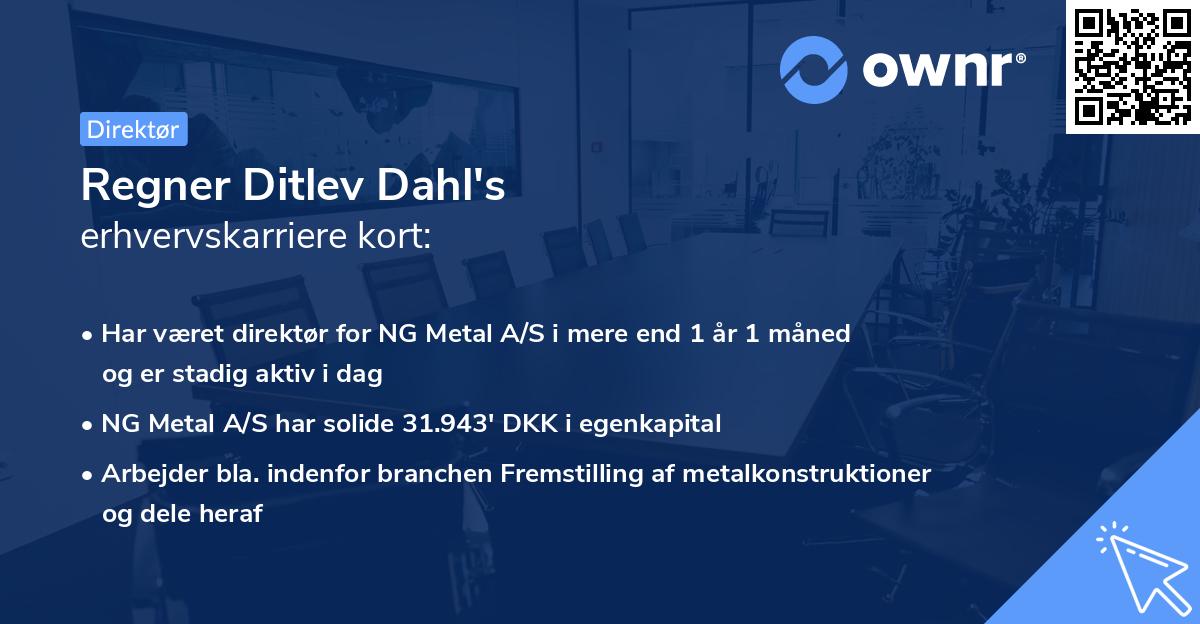 Regner Ditlev Dahl's erhvervskarriere kort